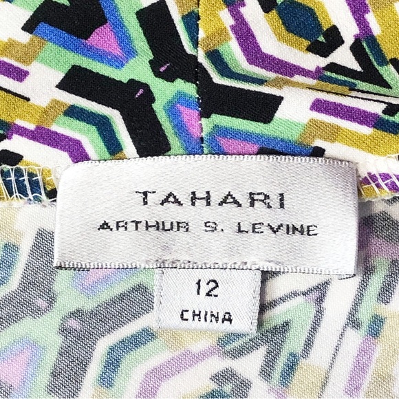 Tahari ASL Colorful Geo Print Stretch Sleeveless Tank Blouse 12 - Picture 4 of 14